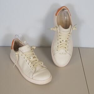 Tory Burch Howell Court Sneaker Size 8M Women’s White Leather Orange Heel